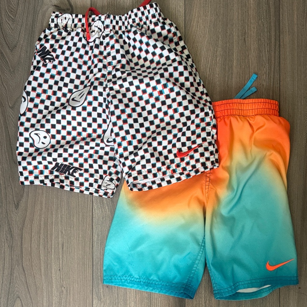 Nike Kids Checkered and Ombre Swim Shorts Bundle
